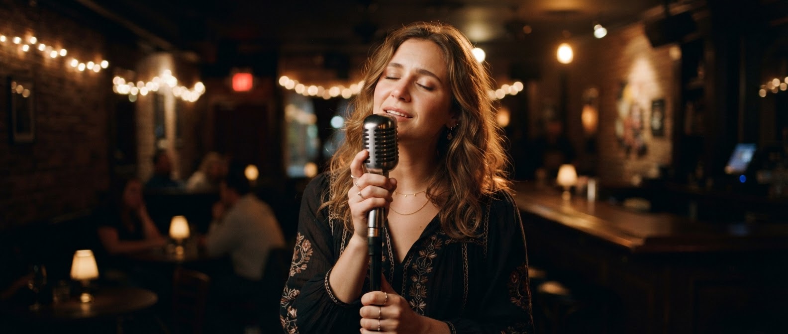A singer enjoying a live music session